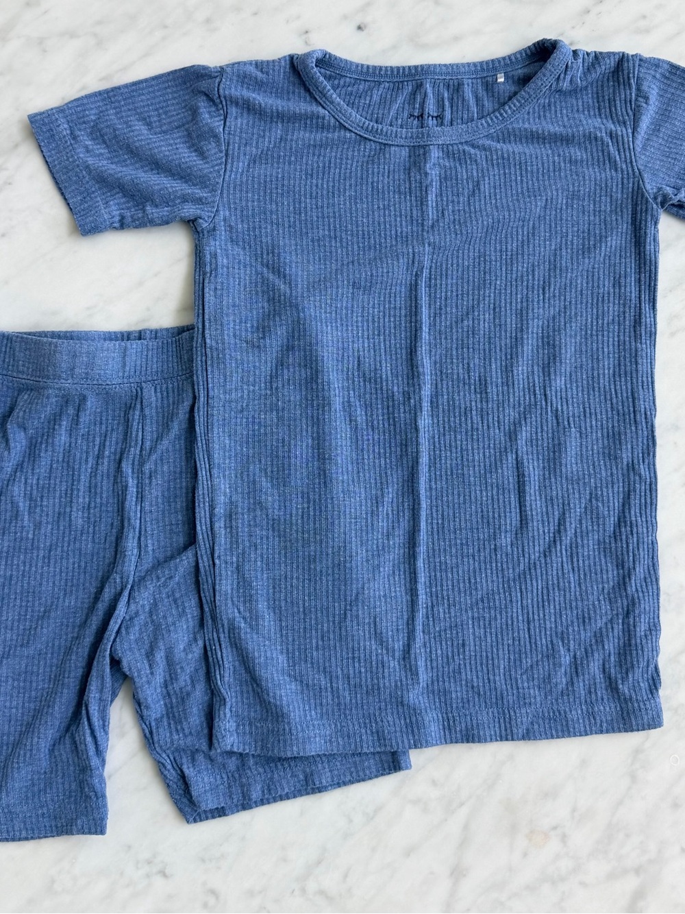Little Sleepies Blue Ribbed Short Sleeve Pajama Set